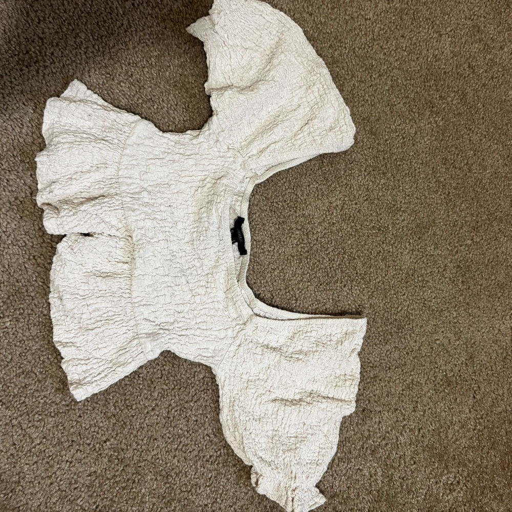 Forever 21 Cream Textured Blouse